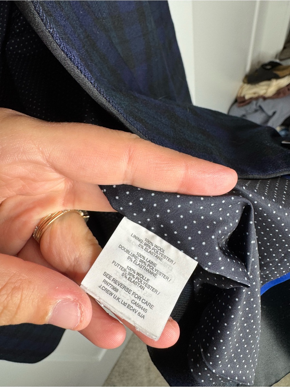 Jcrew Regent 100% Wool Blazer Jacket Plaid Print Black Size 4 - Picture 4 of 6